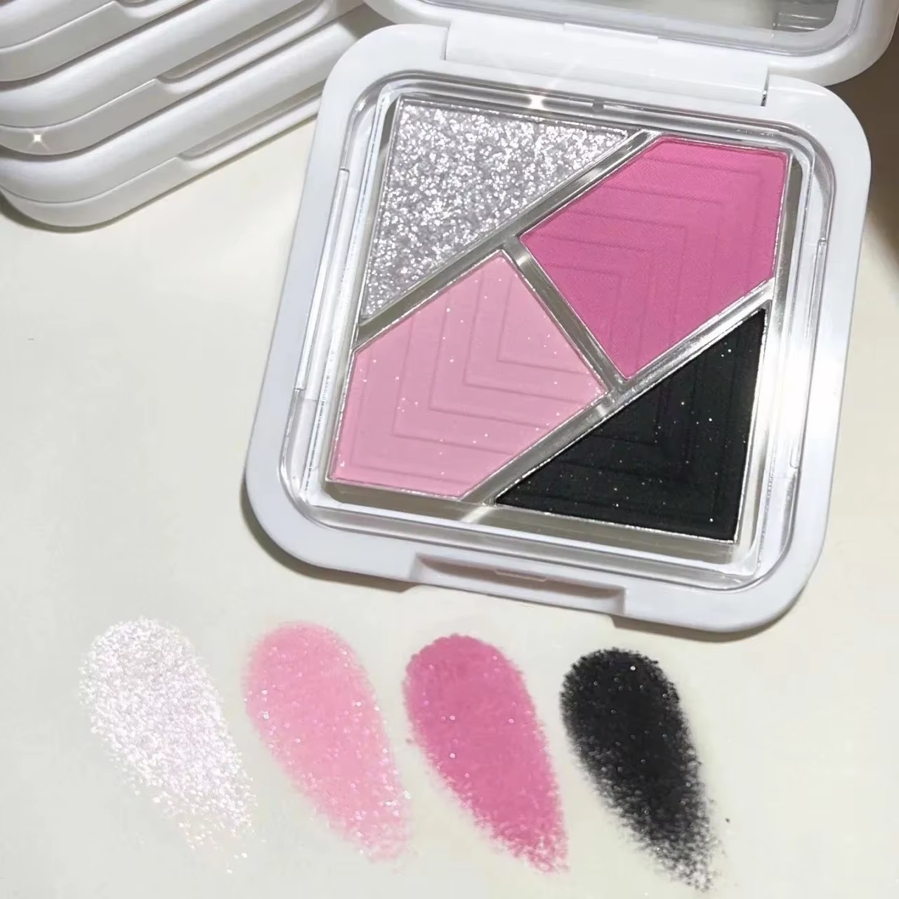 4 couleurs Palette d'ombres à paupières mat paillettes vert fard