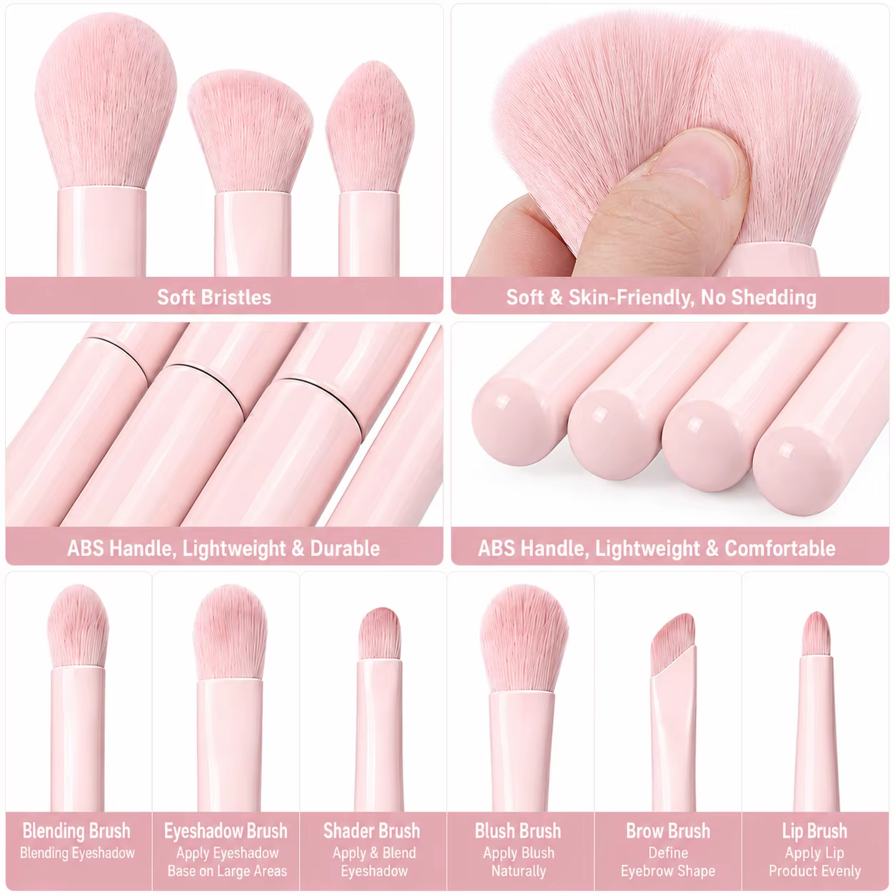Ensemble de 10 pinceaux de maquillage pour débutants – Poudre