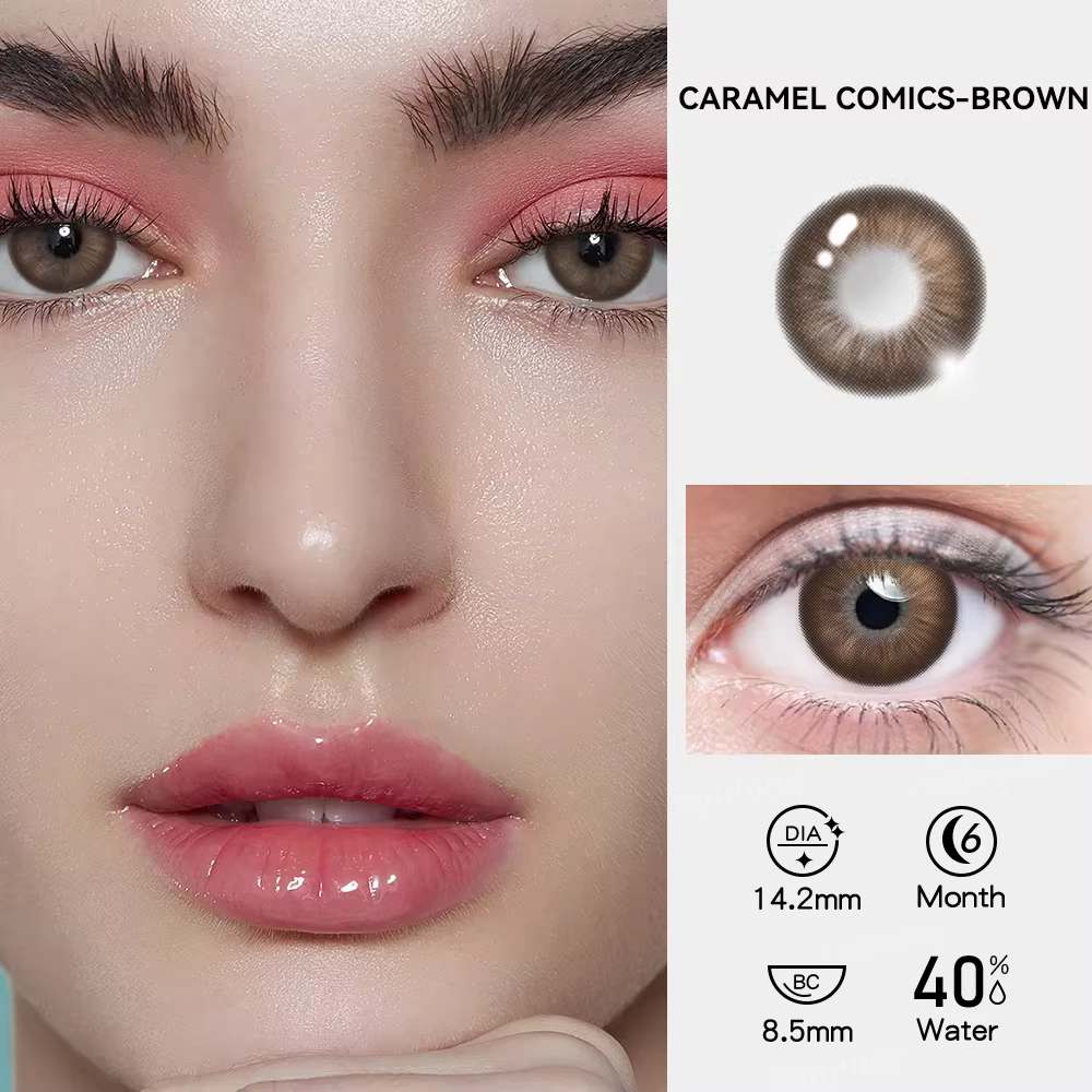2pcs Super Naturel Élèves contrevenants Lentilles De Contact Colorées pour Les Yeux Myopie Oeil document