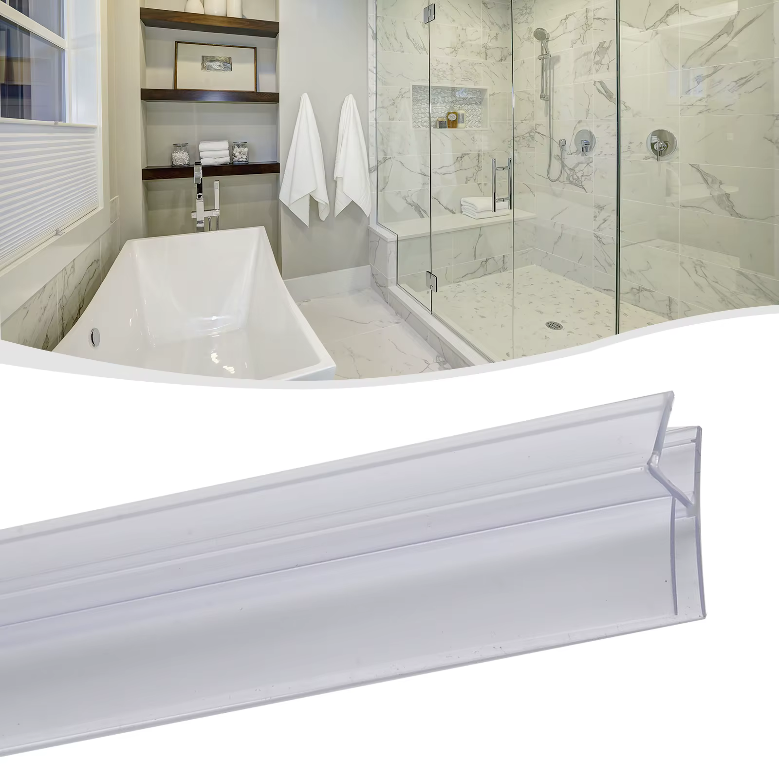  2X joint de porte de douche, bande de douche de bain, joint pour écrans, bande d'étanchéité inférieure de porte, convient aux joints en verre de 4-6mm, amélioration de l'habitat