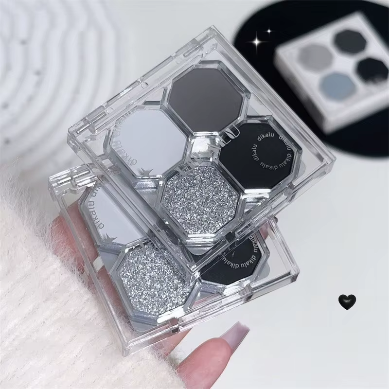 Palette de fards à paupières 4 couleurs Black Light Star pour maquillage smoky
