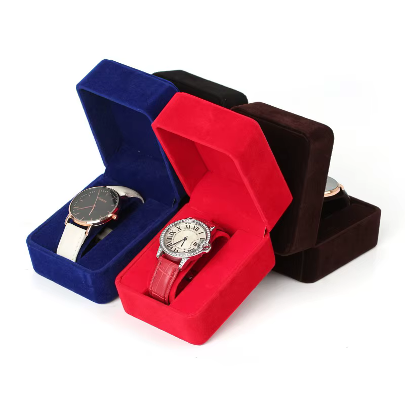Boîte de montre en velours à coins ronds pour montre connectée, mallette de rangement d'horloge, accessoires de bijoux, boîtes d'emballage d'affaires