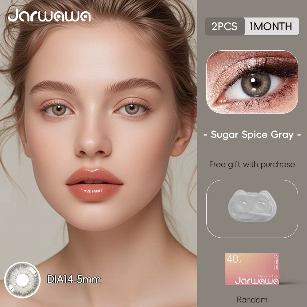 JARWAWA 1 Paire Lentilles de Contact Cosmétiques Colorées Effet Naturel Grandes Yeux Coréennes Mensuelles Bleu Gris
