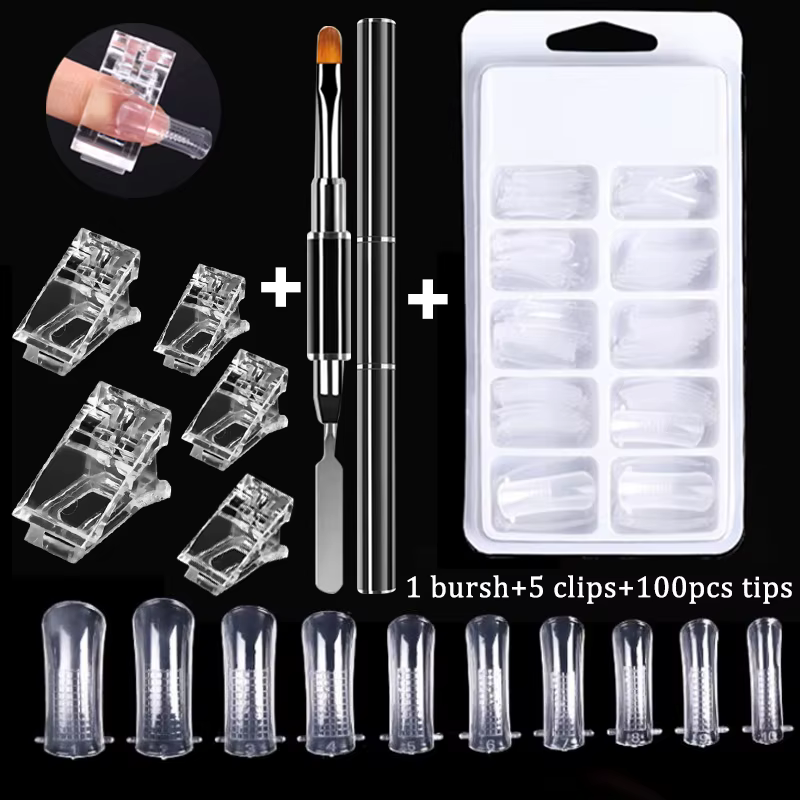 100 pièces/boîte ongles conseils ensemble complet acrylique faux doigt UV Gel vernis rapide faux ongles pointe manucure outils Nail Art bricolage outils Kit