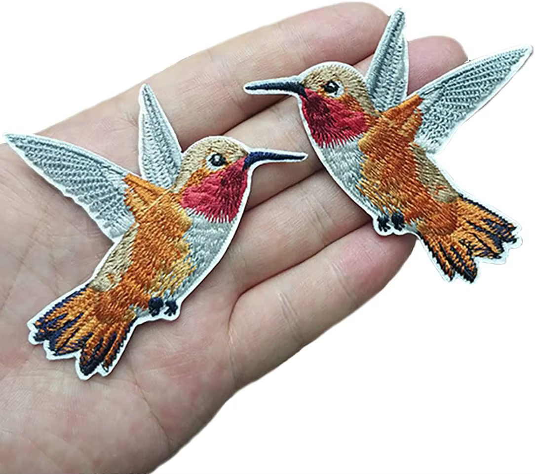 Phenix Birds – paire de patchs à repasser brodés bleu rose or