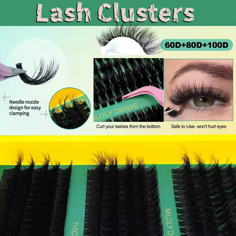 60D80D100D Faux cils épais de longueur mixte