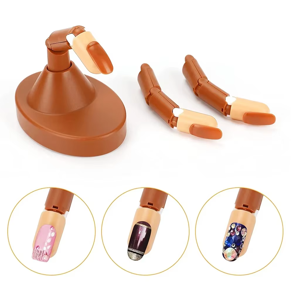 Doigt d'entraînement pour nail art avec 100 faux ongles, doigts humains réglables, équipement et outils de formation NA020