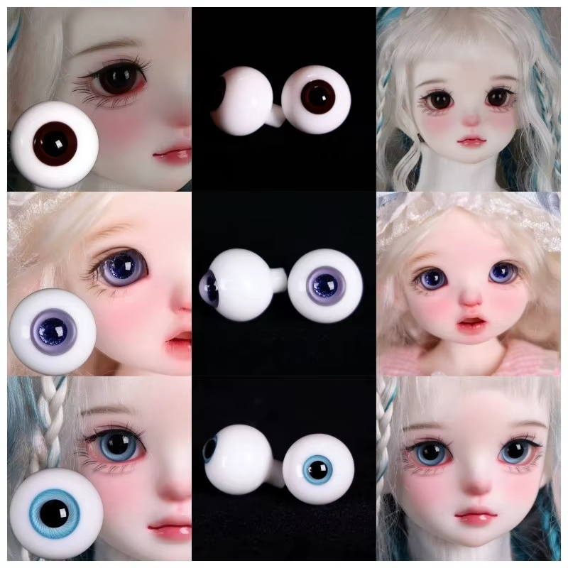 Yeux en verre de 10/12/14 mm, yeux simulés, violet, marron, bleu, pour la fabrication de poupées, petits yeux irisés pour poupées, yeux remplaçables