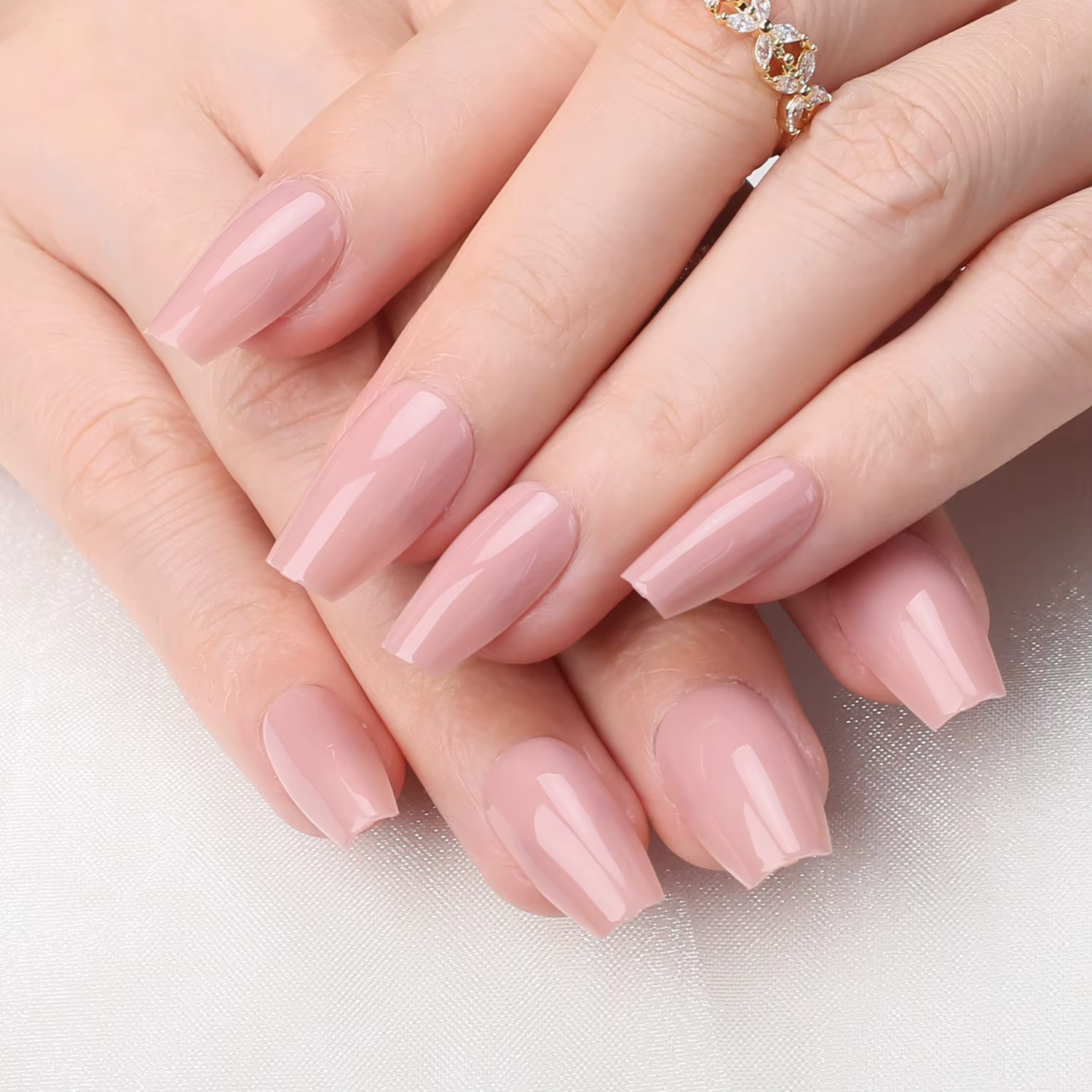 Faux ongles courts et brillants, couleur brique, cercueil, brillants, carrés, pour salon, art, Ballet, Nude, rose, pointes complètes au milieu