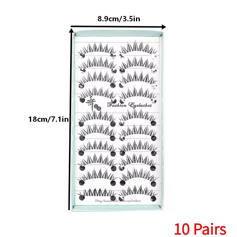10 paires de faux cils naturels longs et effilés effet œil de chat