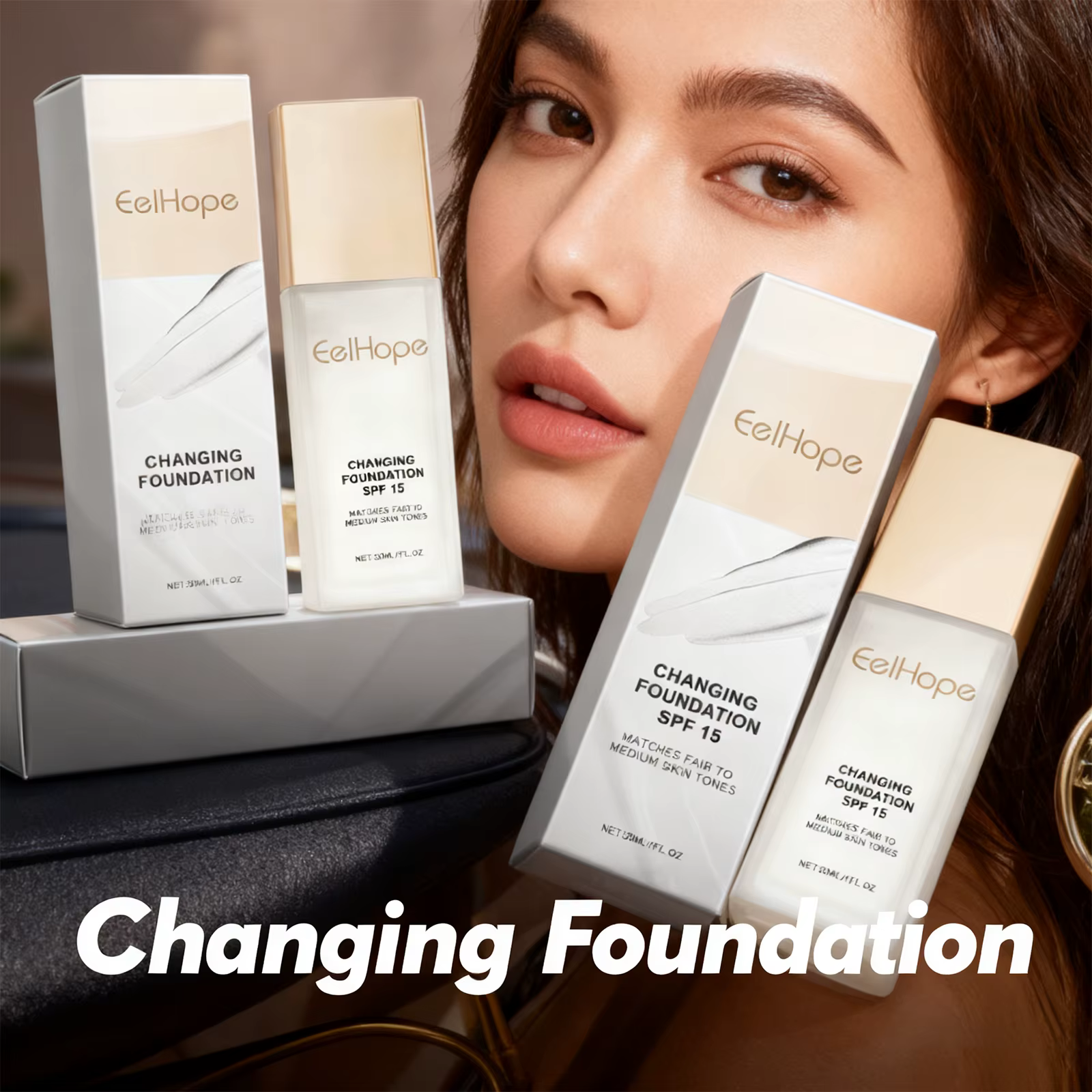 Fond de teint à couleur changeante, hydratant, cache les rides, lignes SPF 15 +, couleur hydratante, longue tenue, correcteur de Base de maquillage imperméable