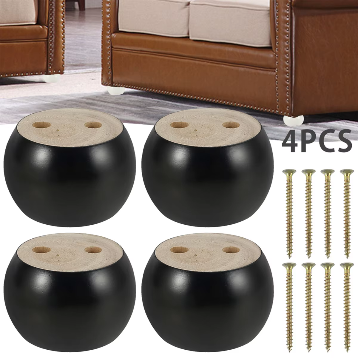 4 pièces pieds de meubles en bois massif forme ronde pieds de chignon 5 cm de haut pieds de canapé de remplacement pour canapé chaise Table basse meubles d'armoire