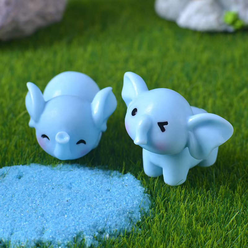 Dessin animé mignon éléphant bleu Micro paysage bureau ornements décoratifs Mini éléphant bricolage jardin maison décoration de bureau