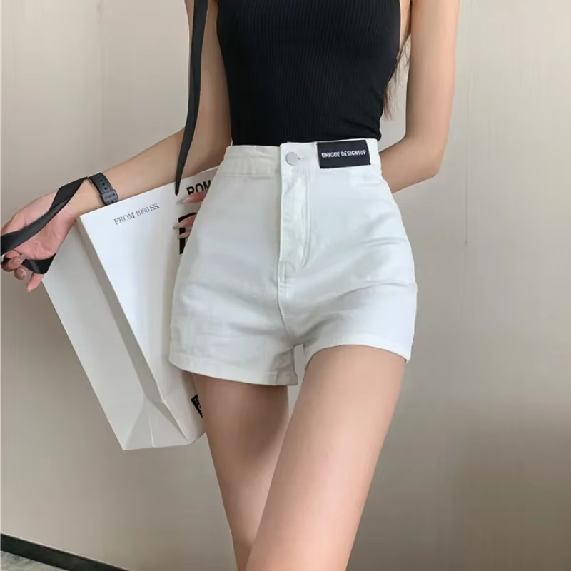 Shorts en jean taille basse coupe trapèze pour femme – Tendance été, jambe large, coupe ajustée, en mélange de coton, décontracté et stylé