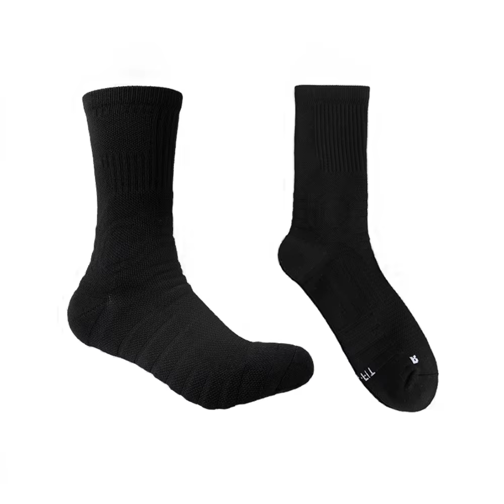 1 paire de chaussettes de basket-ball mi-longues avec fond de serviette épais, chaussettes de sport antidérapantes et absorbant les chocs