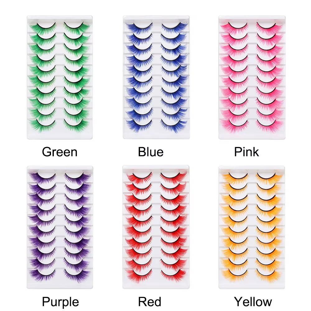 10 paires de cils colorés d'aspect dramatique