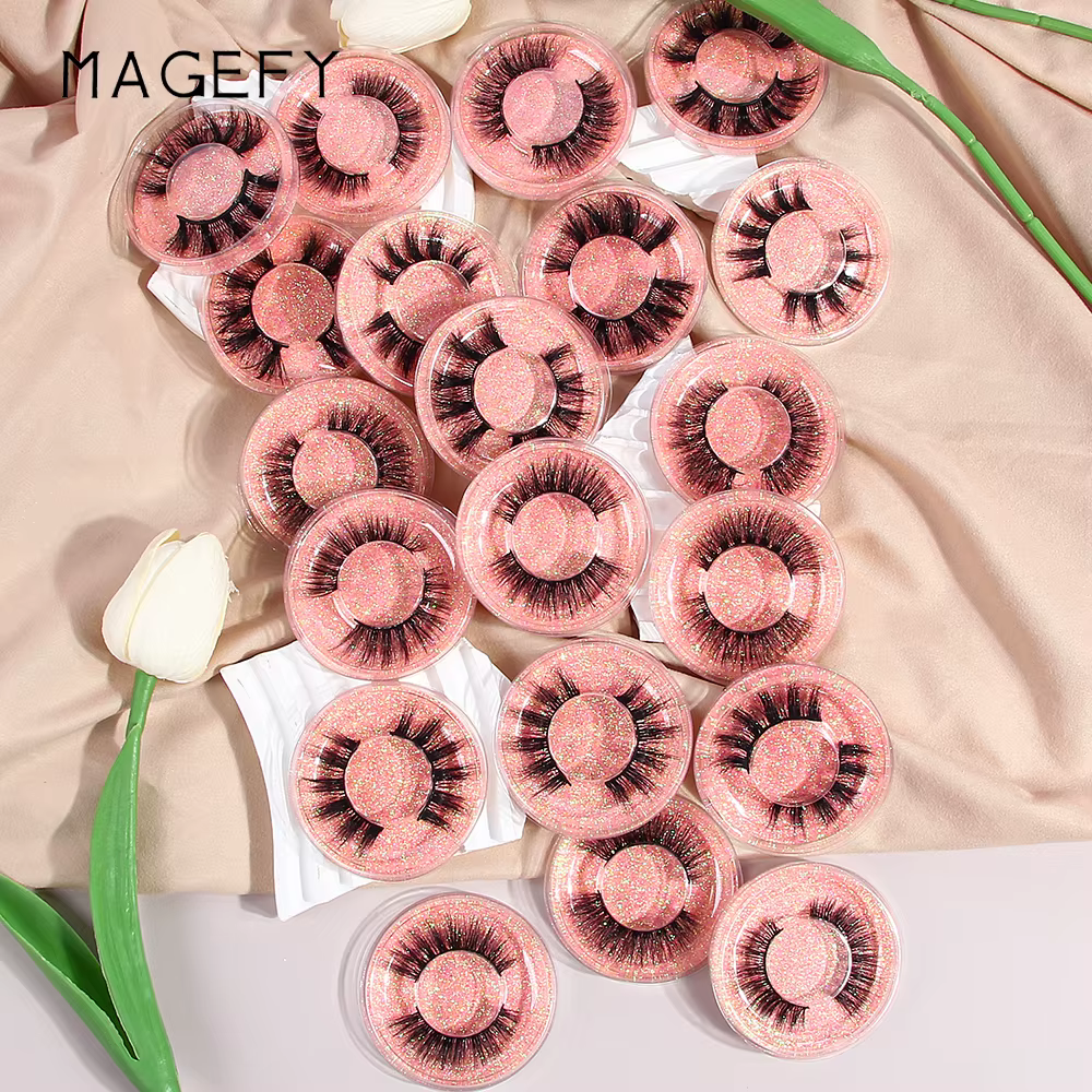 MAGEFY 20 paires de Faux cils Style mixte Curling naturel réutilisable Portable emballage individuel