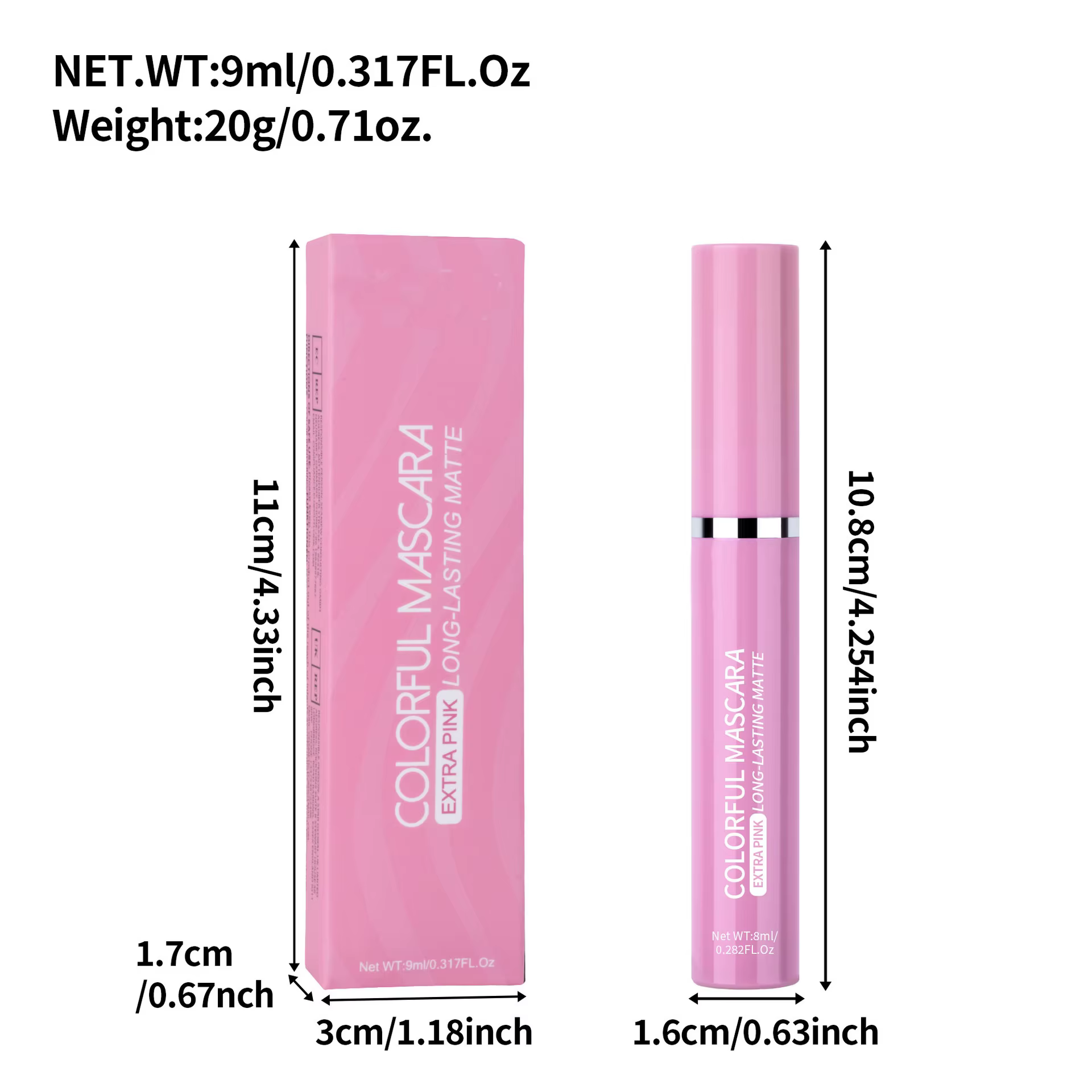 Mascara coloré cils bleu rose vert