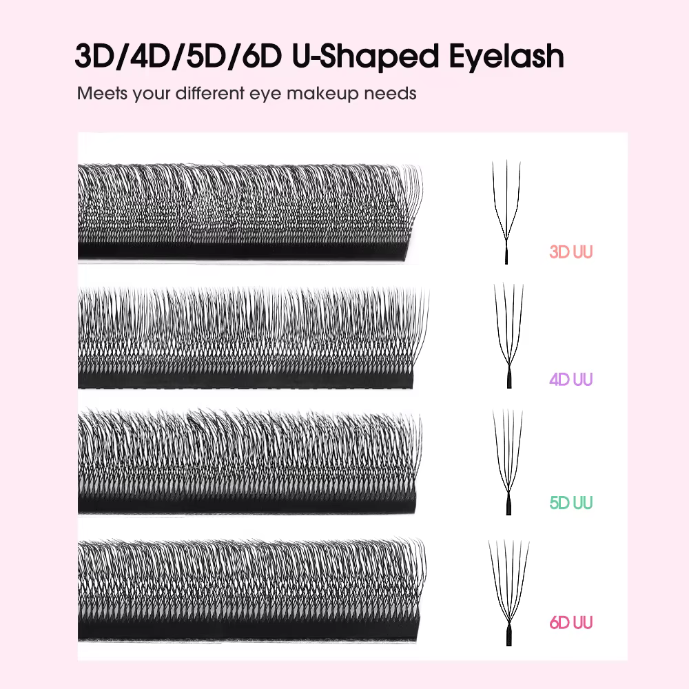 Merrdear 3D/4D/5D/6D U cils 8-15mm longueur mixte U conception sans dispersion racines Extensions De Pestanas pour le maquillage De beauté