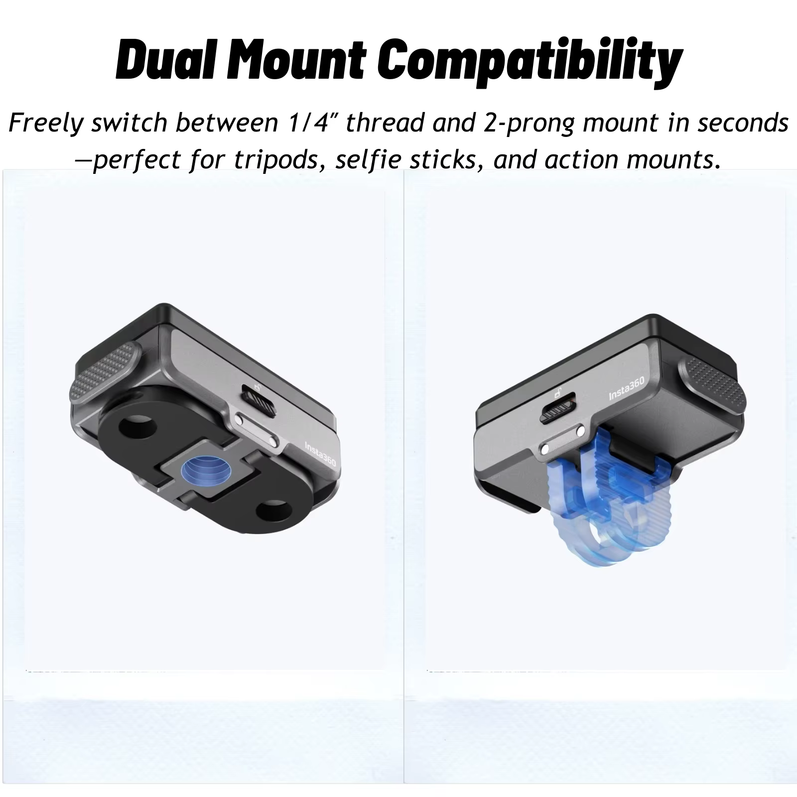 Support de fixation rapide Insta360 2.0, base magnétique invisible, support pliable pour accessoires X5 X4 X3 Ace Pro 2