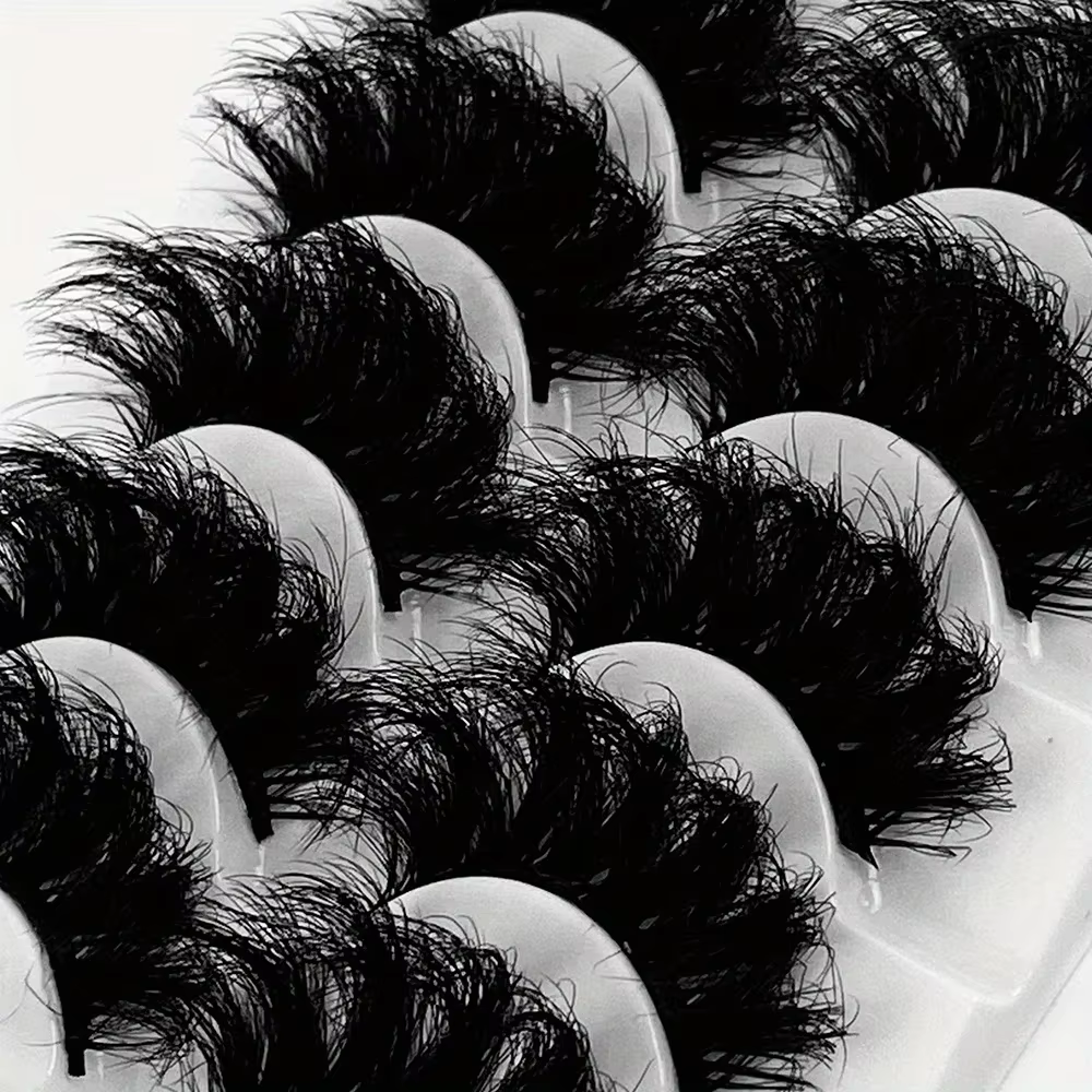 5 paires de faux cils en vison synthétique, longue durée, effet volume spectaculaire, épais et longs