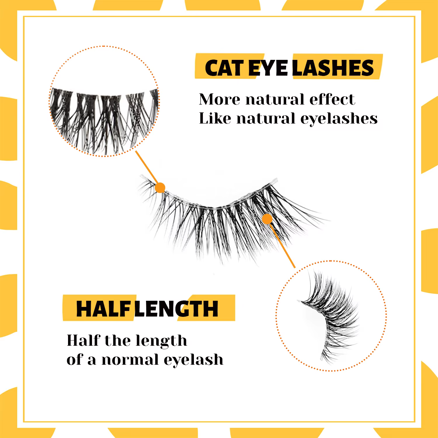 Demi-cils, aspect naturel 10 paires de cils de chat épais 10mm
