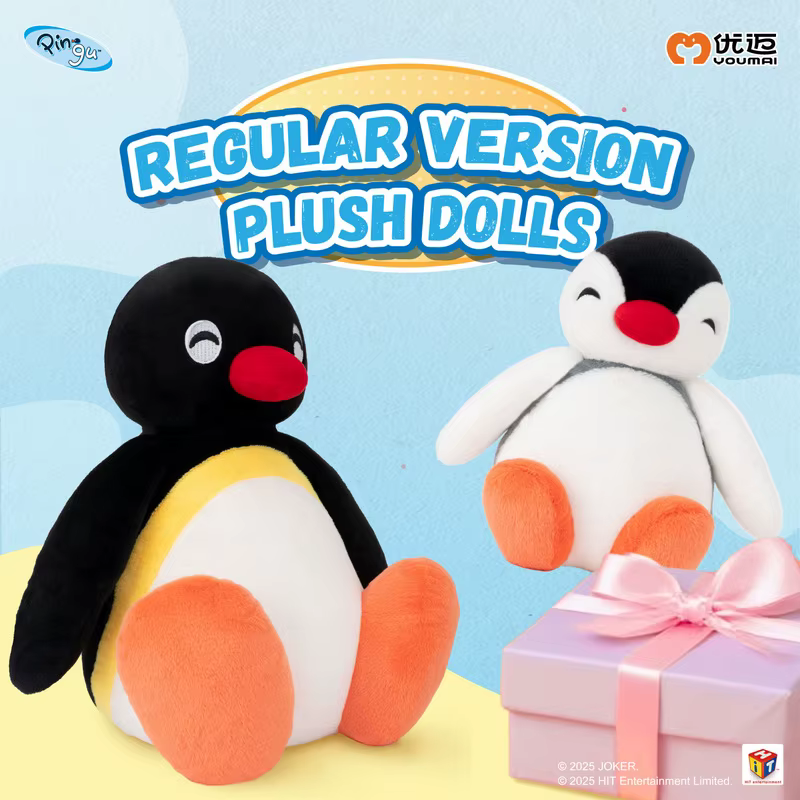Youmai Officiel Pingu Pinga Poupée en peluche série assise, jouet en peluche doux à yeux ronds, décoration d'intérieur, cadeau pour collectionneurs