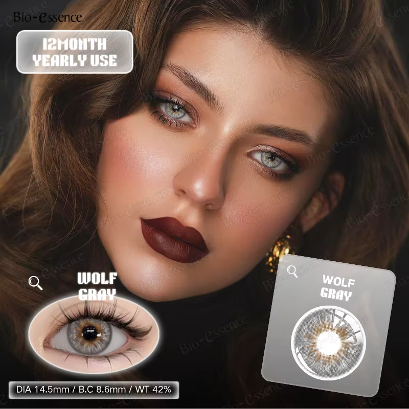 Bio-essence 1 Paire de Lentilles de Contact Colorées Grises