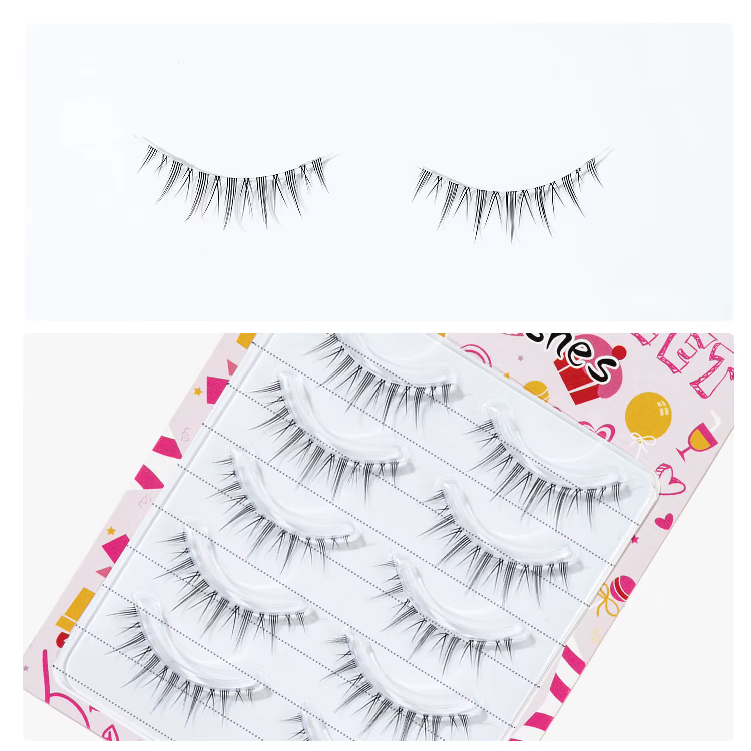 Yeux de bande dessinée 5 paires d'oeil élargi naturel mince petit démon Style Transparent Terrier faux cils