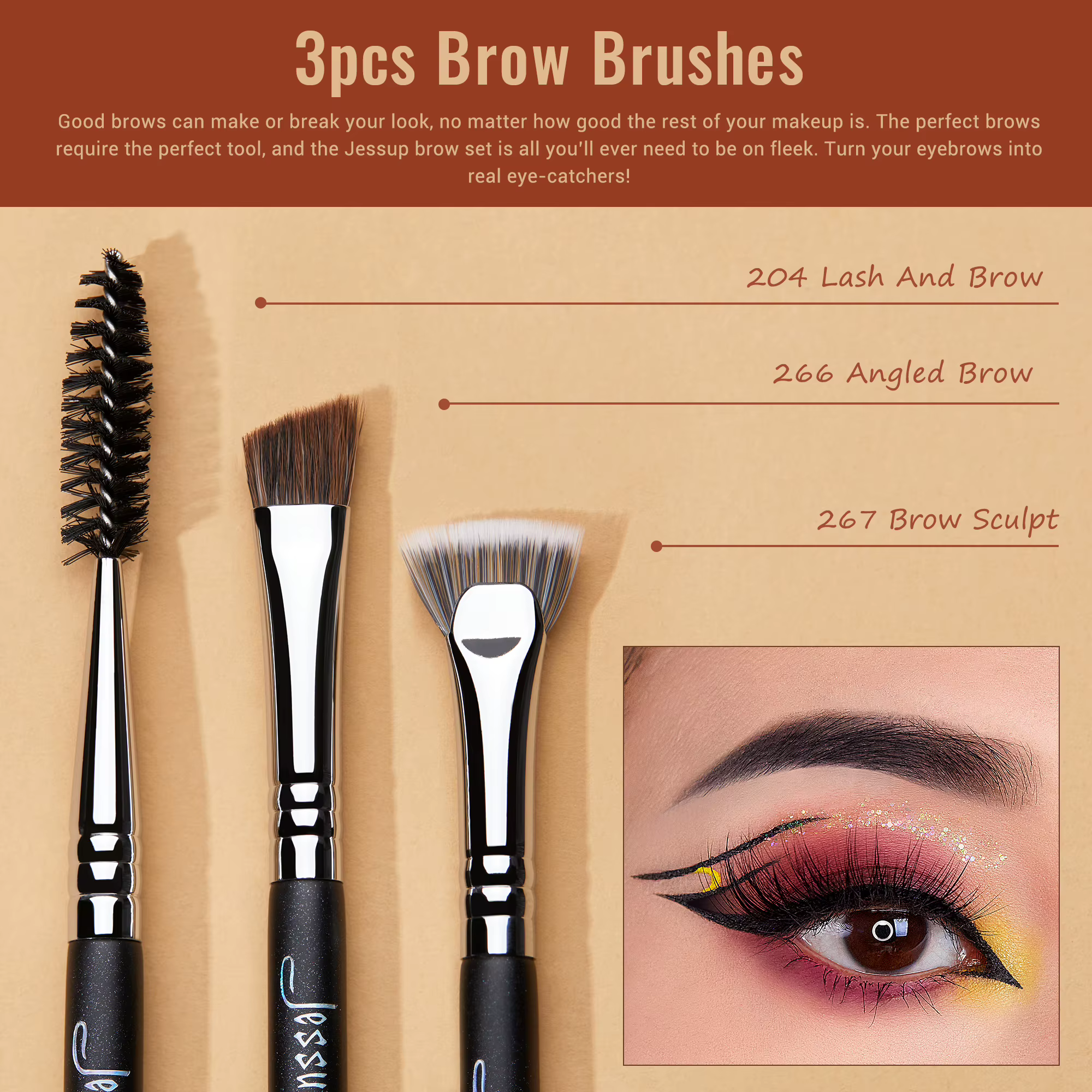 Jessup-Ensemble de pinceaux de maquillage pour les yeux