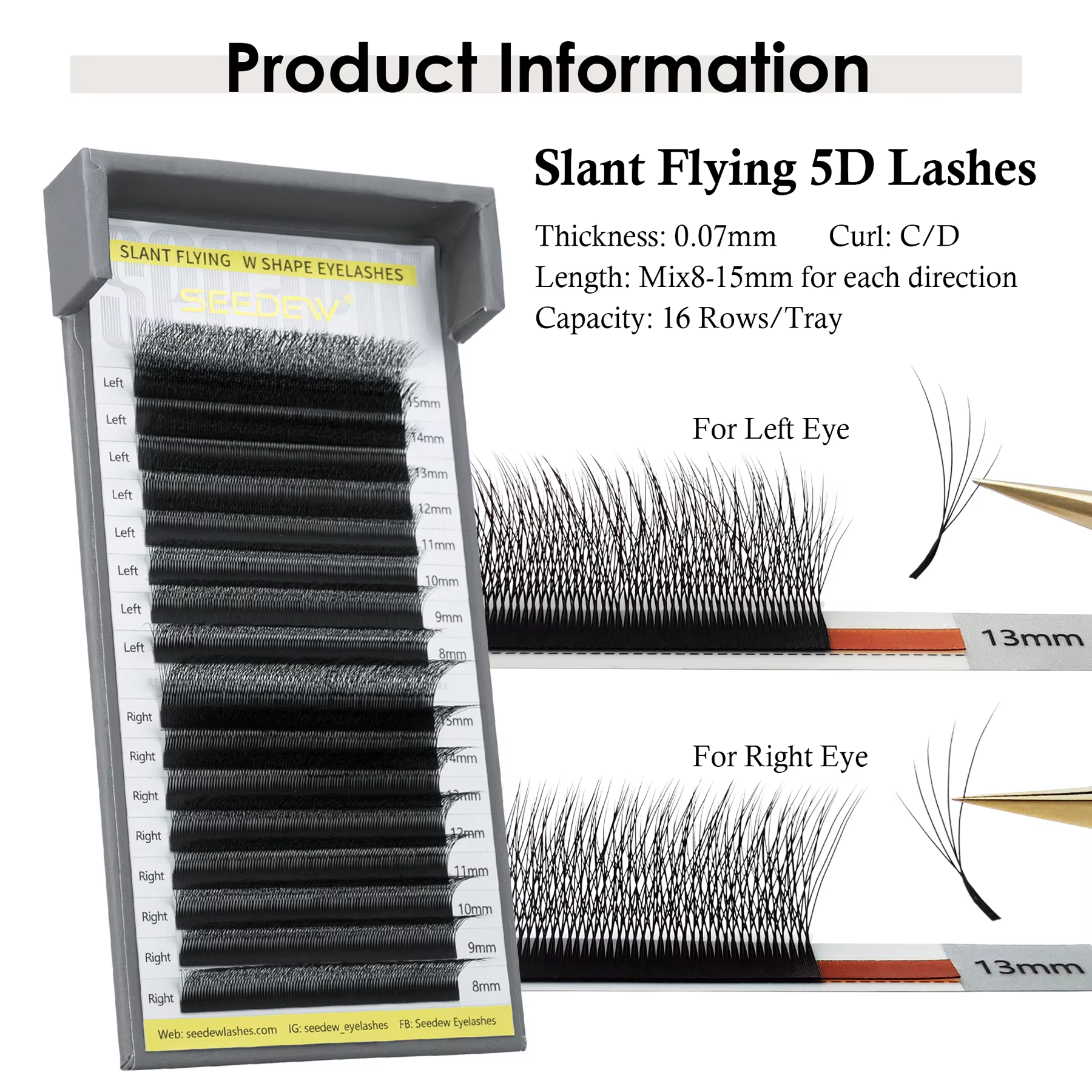 SEEDEW Fox 5D Extensions de cils en forme de W