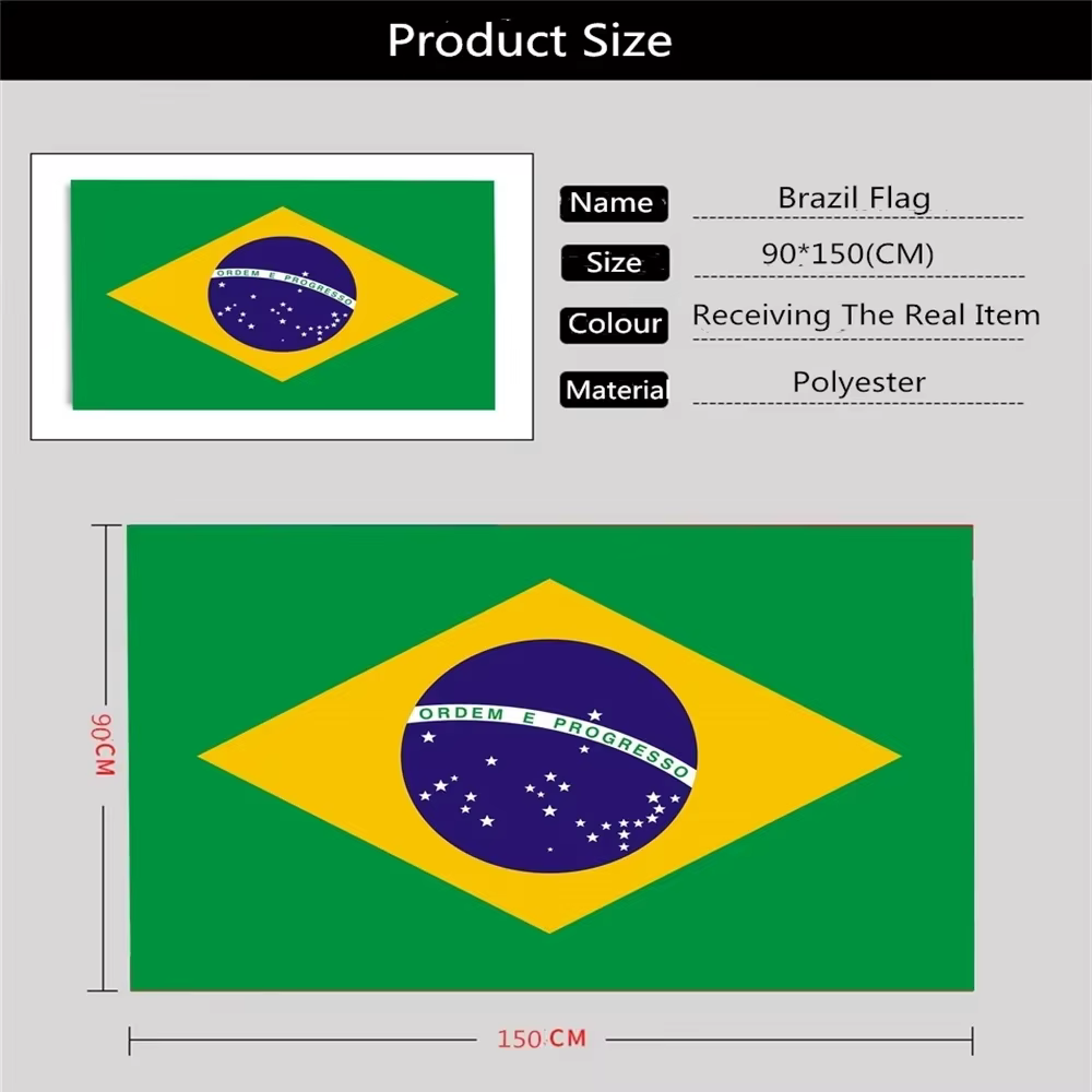 Drapeau du Brésil 90x150cm tissu national du polyester du Brésil extérieur intérieur pour la célébration