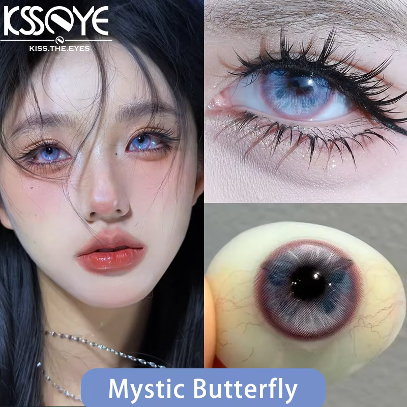 KSSEYE 1 paire de lentilles de Contact de couleur avec dioptrie myopie yeux Cosplay jaune vert et rouge