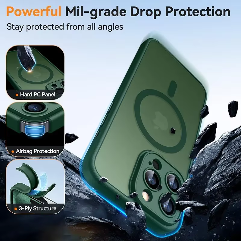 Coque de téléphone givrée de luxe, étui magnétique Transparent mat Magsafe pour iPhone 17 16 15 14 13 12 11 Pro Max Plus 17 Air 16e
