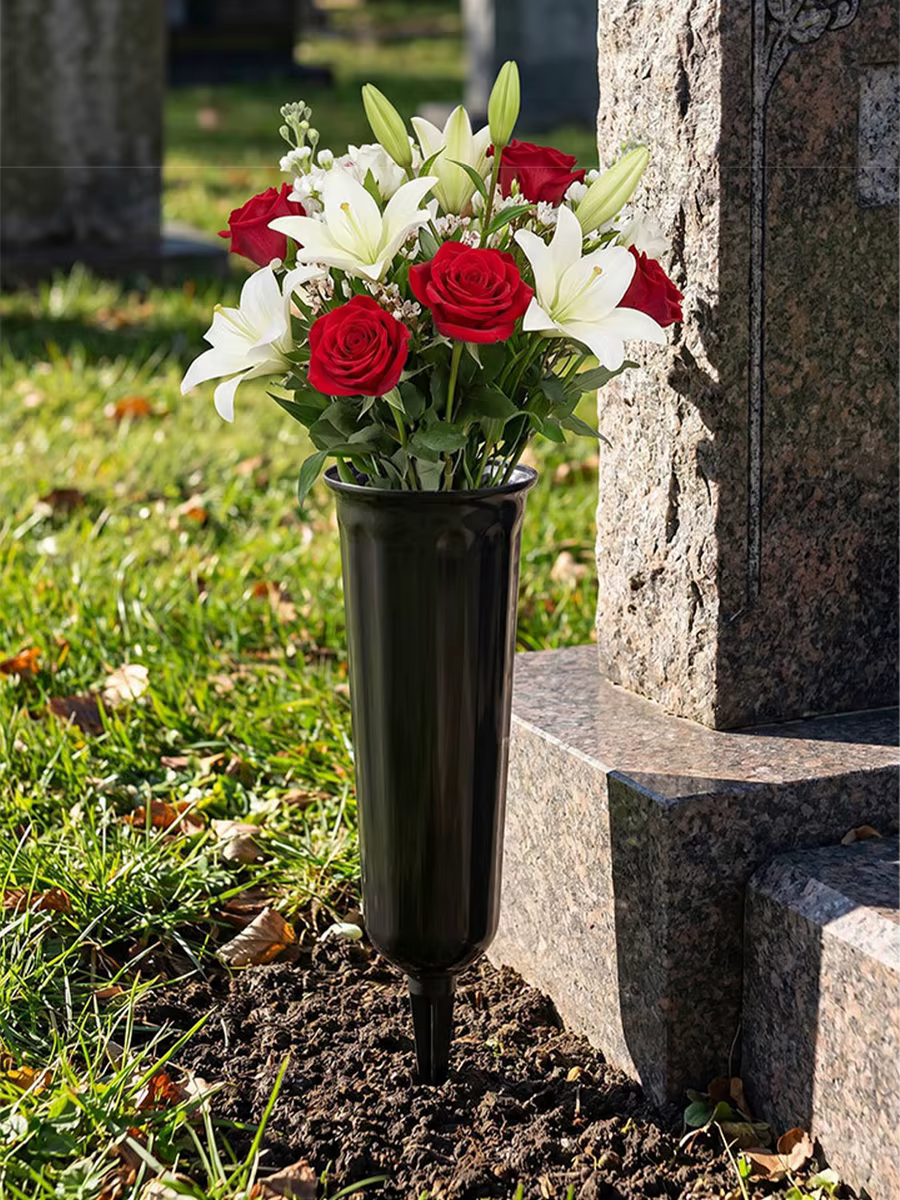 Vase à fleurs pour cimetière, support pour insertion florale sur tombe, conteneur pour arrangement de fleurs artificielles séchées pour la décoration des tombes