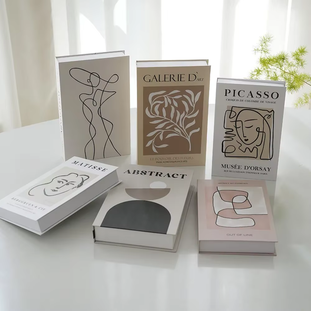 Faux livre moderne de Style Ins, modèle de Simulation de ligne abstraite, décoration pour salon, chambre à coucher, entrée de bureau, ornement exquis