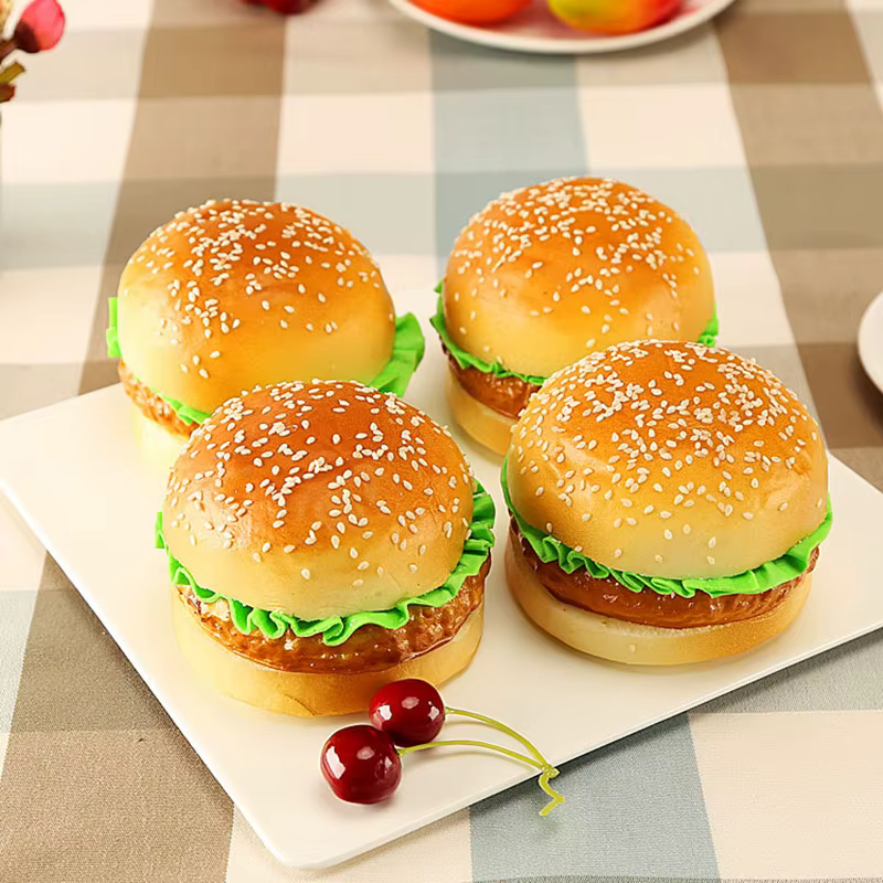 Hamburger artificiel faux pain, modèle alimentaire, présentoir de fenêtre de magasin de gâteaux, accessoires de photographie de cuisine, décor de Table