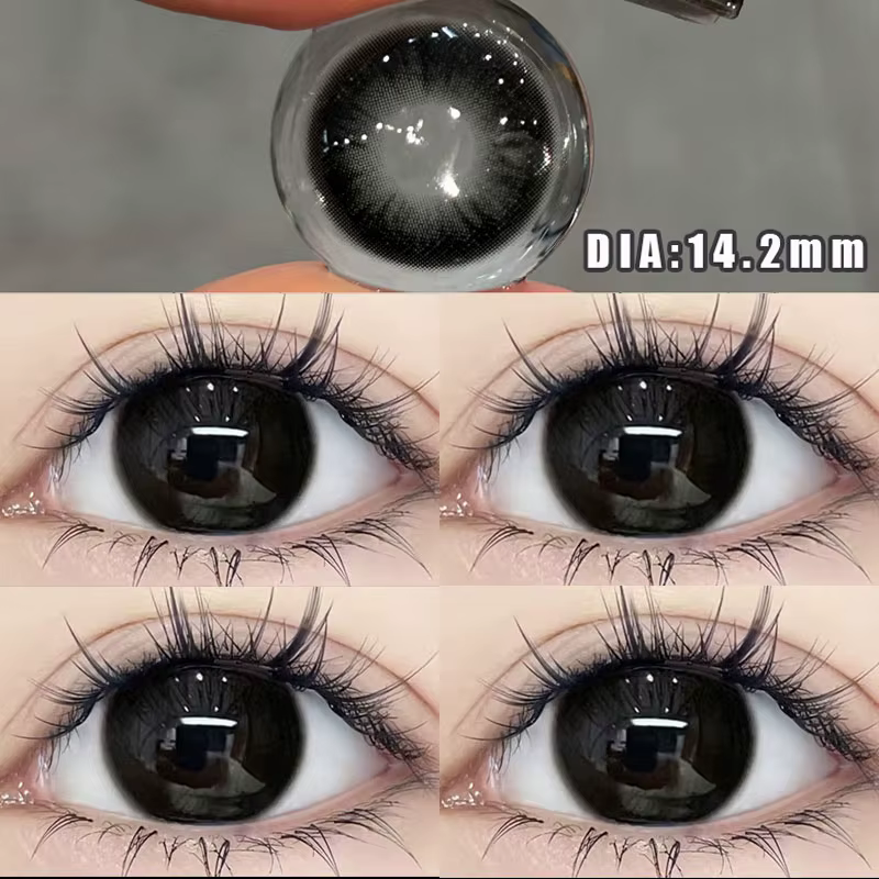 YIMEIXI 2 pièces lentilles de Contact de couleur noir de grand diamètre pour les yeux beauté élève lentille de maquillage annuel naturel avec dioptrie de myopie nouveau