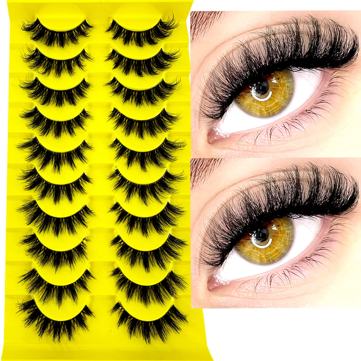 10 paires de Faux cils 6D Super moelleux et vaporeux