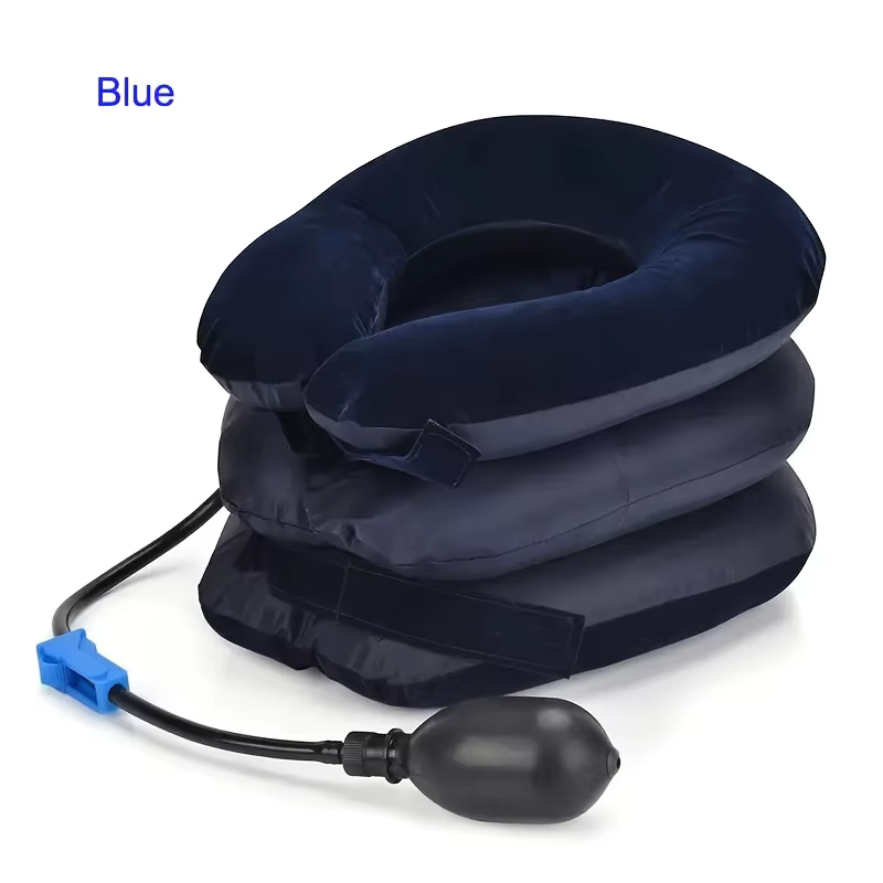 Dispositif de traction cervicale gonflable portable et réglable pour soulager les douleurs au cou, idéal pour les voyages et la maison