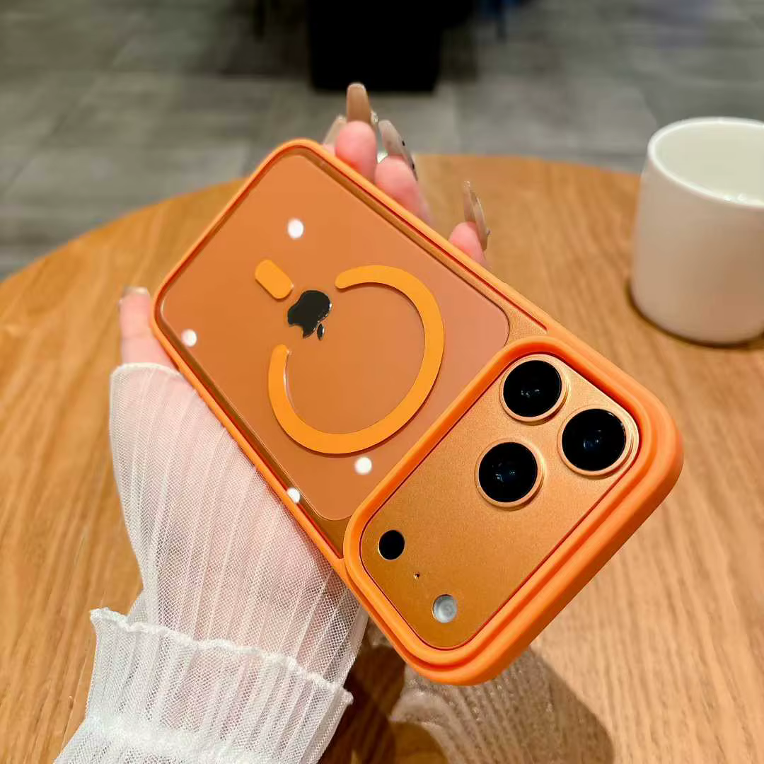 Étui magnétique Orange pour Magsafe IPhone 17 Air 16 E 15 14 13 12 11 Pro Max Plus 16E 17Pro 16Pro IPhone17 Mag, housse de téléphone sûre