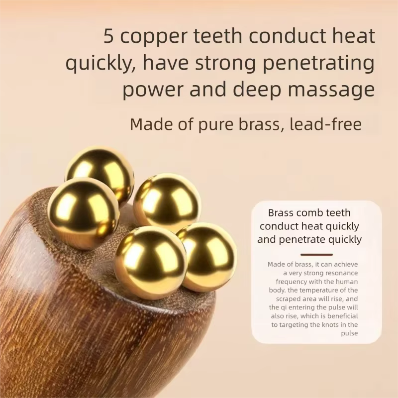 Outil de Massage des yeux masseur de visage bois laiton petit Lotus soins