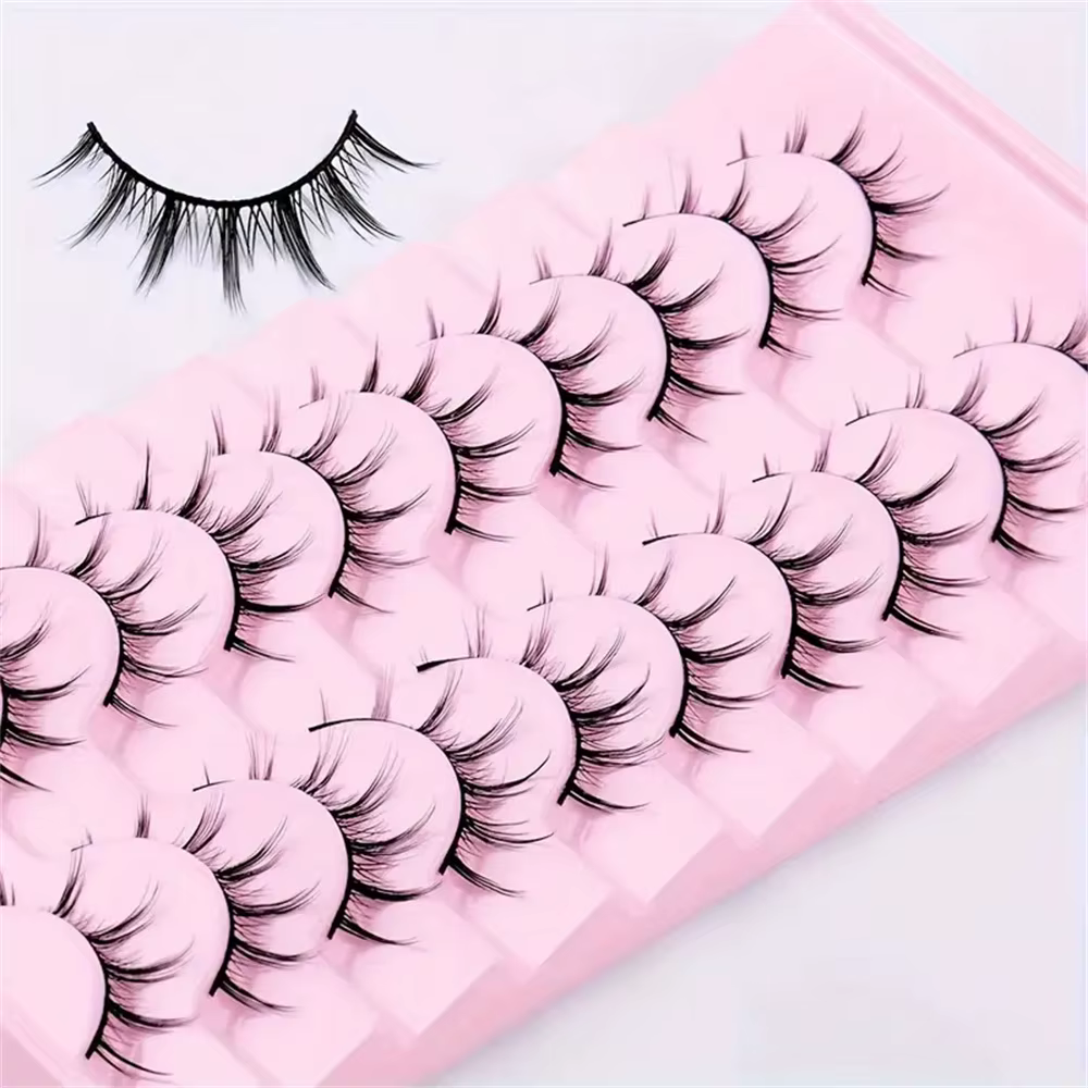 10 paires de faux cils effet yeux de chat - Extra longs et épais pour le maquillage et les extensions