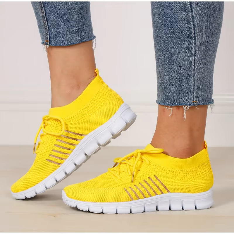 Chaussures Plates en Maille Respirante à Enfiler pour Femme, Baskets de Marche Décontractées, Canize