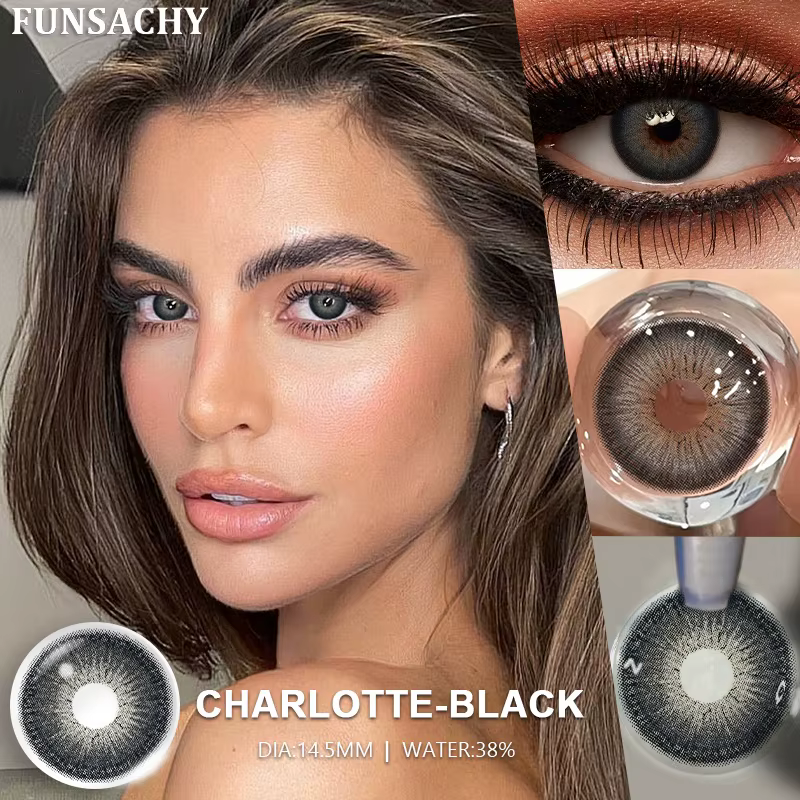 FUNSACHY 1 Paire de Lentilles de Contact Naturelles Colorées pour les Yeux Marron Gris