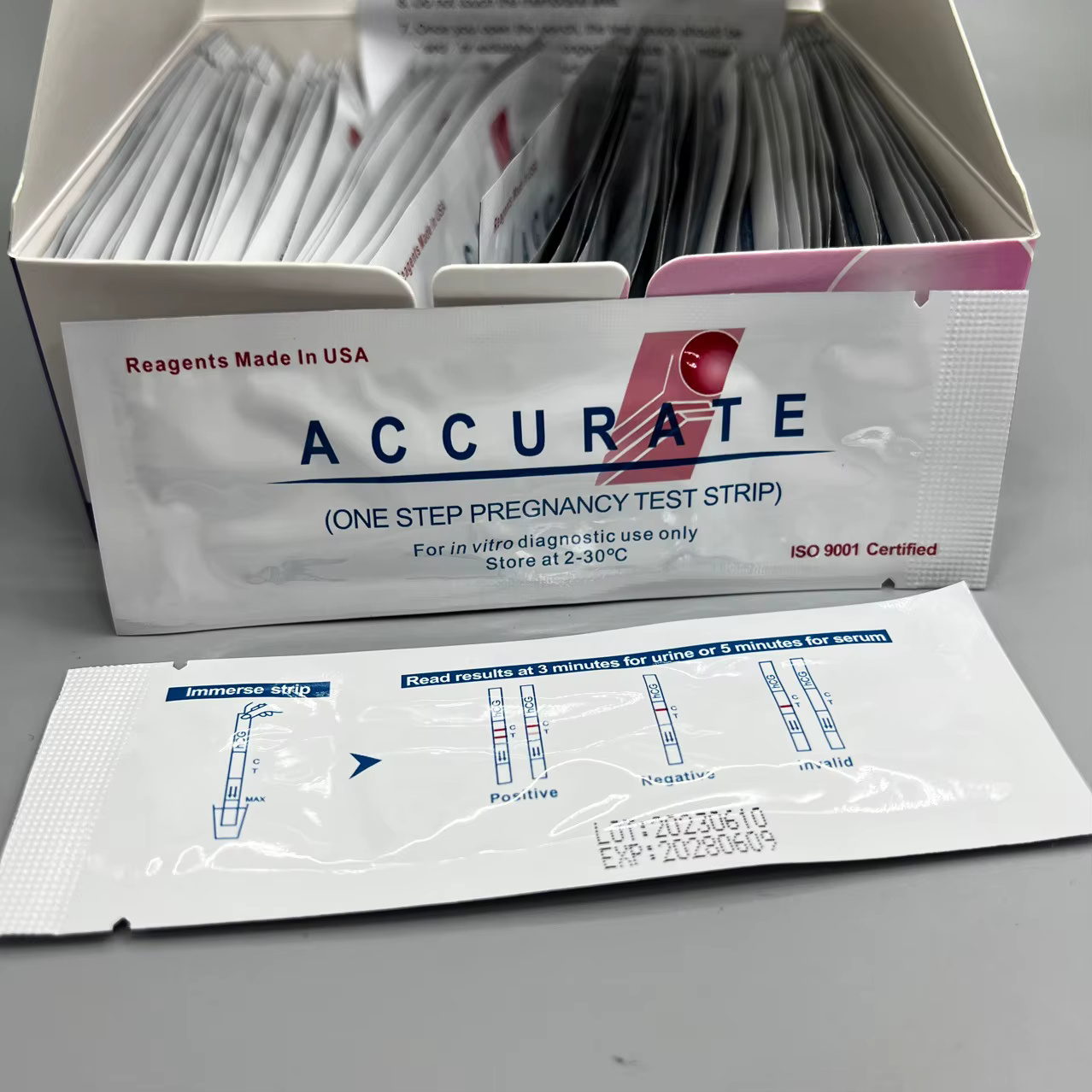 Kit de test de grossesse précoce par urgence, 50/100/200 pièces, pour usage domestique, bandelettes de test de grossesse HCG à l'or colloïdal pour femmes adultes, précision de 99%