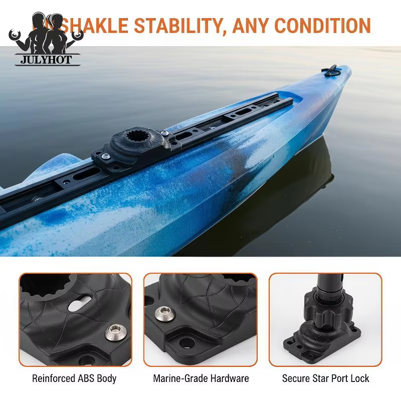 Base de montage robuste pour kayak, avec structure résistante à la rouille et à l'eau, installation facile, parfaite pour la pêche en kayak et le canoë.