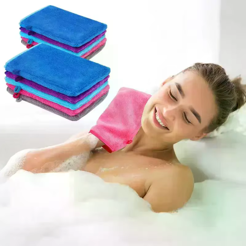 Gants de nettoyage démaquillants colorés, 1 pièce, serviette de soins du visage en microfibre douce réutilisable, chiffon de nettoyage du visage, soins de la peau