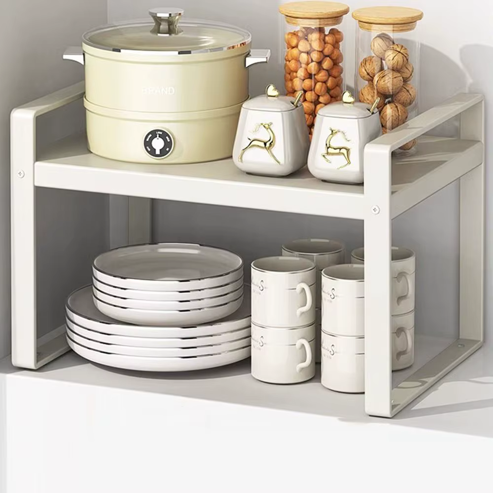 Organisateur de cuisine réglable à plusieurs niveaux, porte-pots extensible pour comptoir, gain de place, facile à installer, antidérapant
