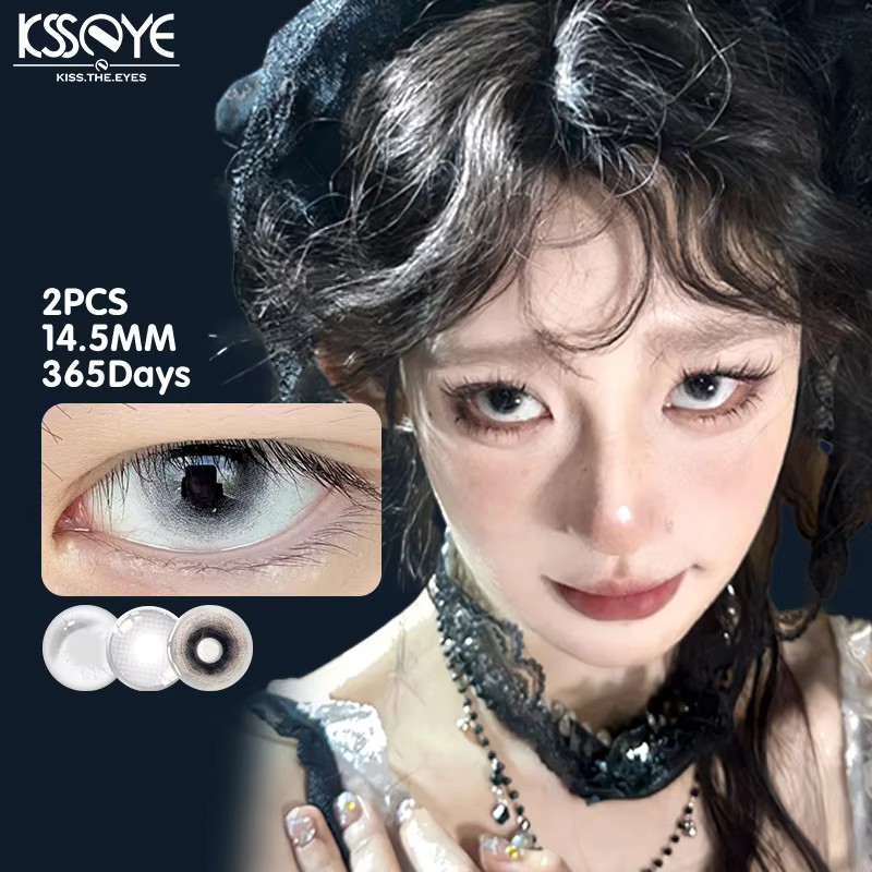 Paire Halloween Cosplay lentilles de Contact colorées pour les yeux Anime noir blanc couleur Contacts cosmétiques